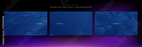Modern blue geometric shapes 3d abstract technology background. Vector abstract graphic design banner pattern presentation background web template. © TitikBak