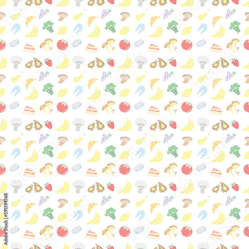 Wallpaper Mural Seamless food pattern. Doodle vector food illustration.  Hand-drawn food background Torontodigital.ca