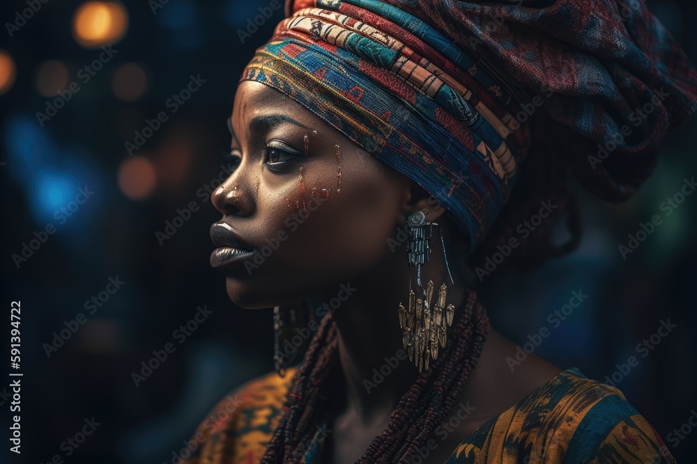 Beautiful black female, African tribe Generative AI Beautiful black female, African tribe Generative AI