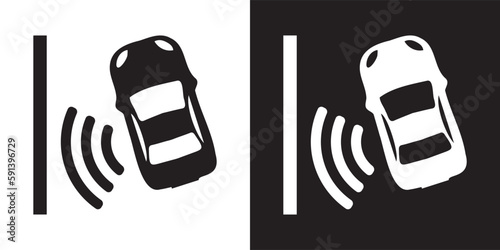 Automatic and Intelligent Parking Assist System Icon. Flat Vector Icon.