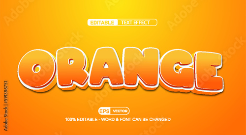 Orange 3d editable text effect vector template 