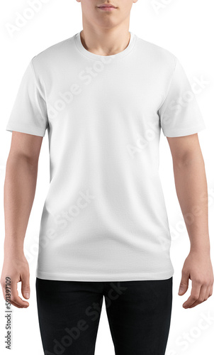 Canvas bella white t-shirt mockup on guy, png, front view
