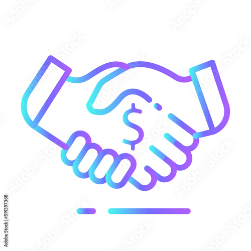 Negotiation business people icons with purple blue outline style. cooperation, team, communication, relationship, line, deal, teamwork. Vector Illustration