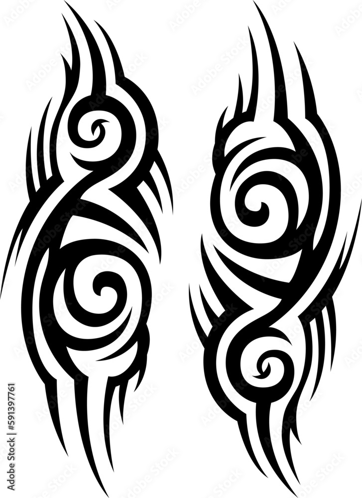 Tribal tattoo. Silhouette illustration. Isolated abstract element.