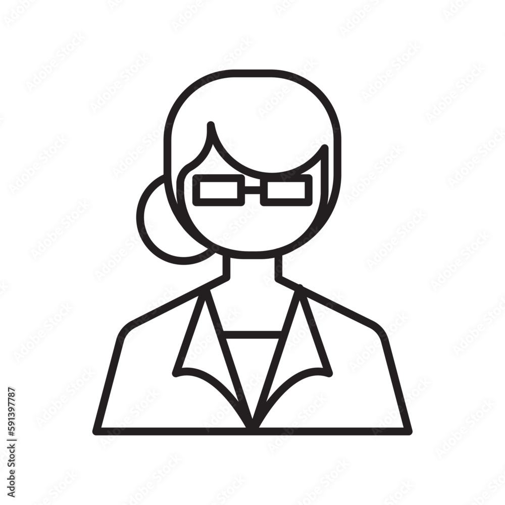 Business woman business people icons with black outline style. office, social, worker, set, line, employee, pictogram. Vector Illustration