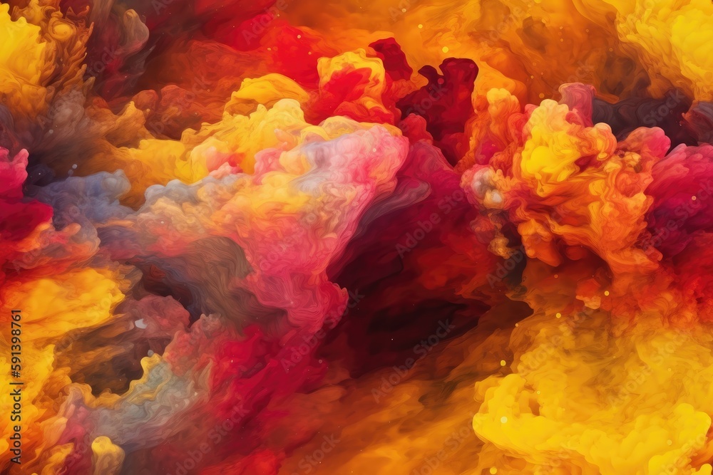 Red, Orange, and Yellow Exploding Clouds of Color Underwater Oil Colors ...