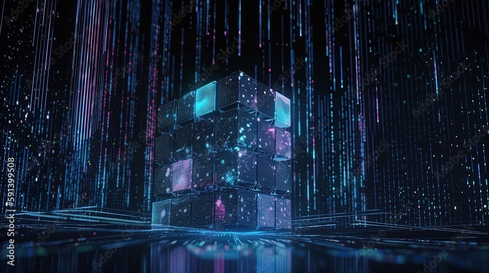 Obraz premium 3D rendering of abstract digital technology background. Big data connection concept.Generative Ai