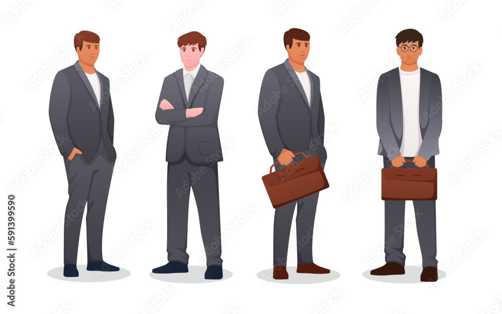 set of man in suit. businessman vector illustration
set of man in suit. businessman vector illustration