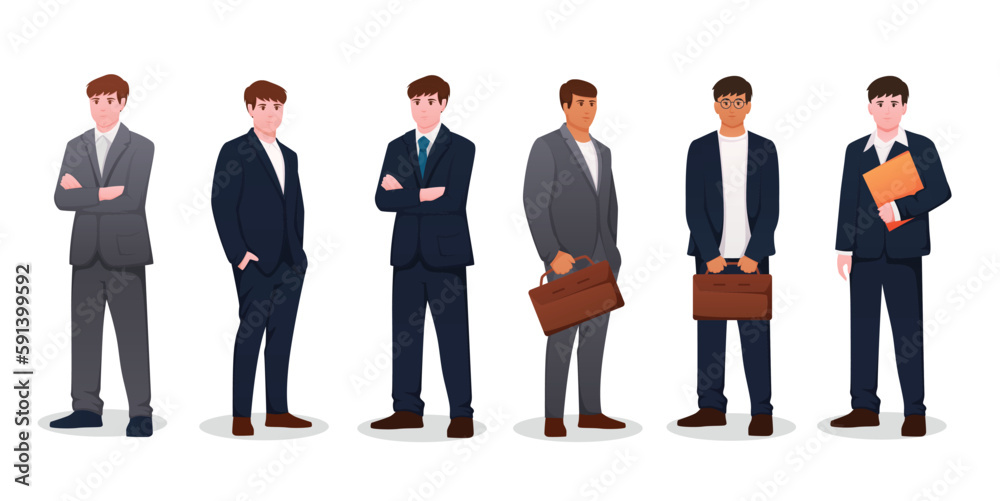 set of man in suit. businessman vector illustration
set of man in suit. businessman vector illustration