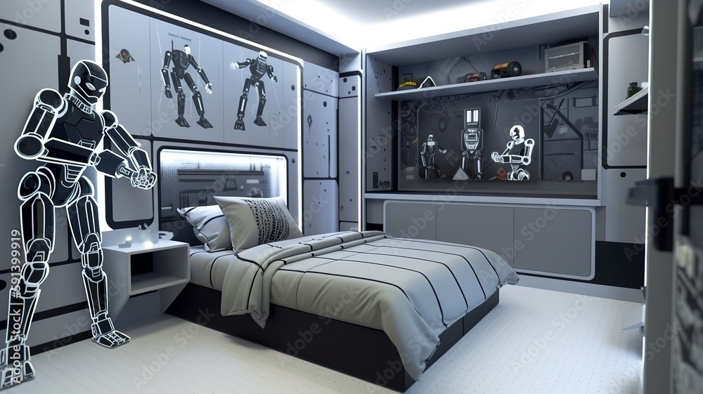 Fototapeta premium futuristic style boyroom interior