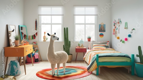 llama style boy's room interior