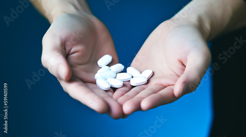 hand holding opioid prescribing Generative AI photo