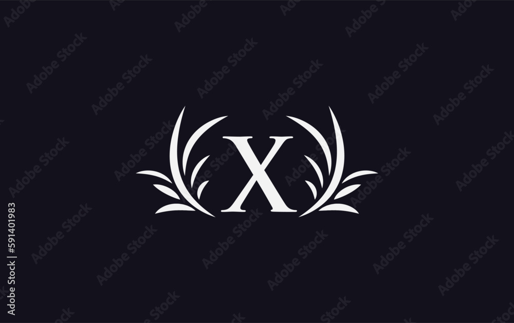 Obraz premium Golden laurel wreath leaf logo design vector with the letters and alphabets and bamboo leaf