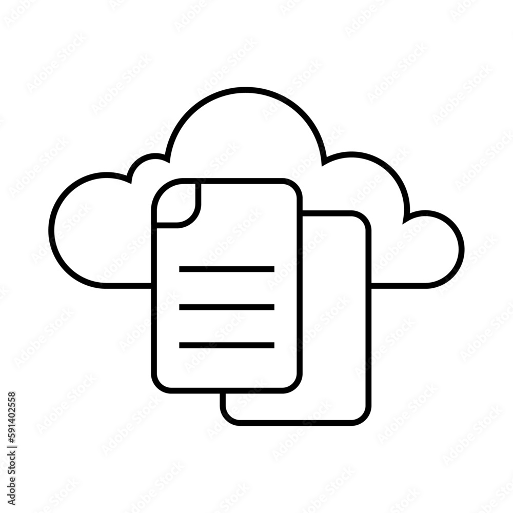 Cloud document data management icons with black outline style. internet, file, data, symbol, set, search, storage. Vector Illustration Cloud document data management icons with black outline style. internet, file, data, symbol, set, search, storage. Vector Illustration
