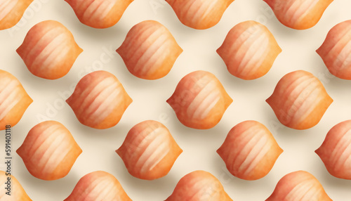 Biscuit pattern abstract background. Decorative ornament. Orange beige white color symmetric repeat minimal cookie design print art illustration.