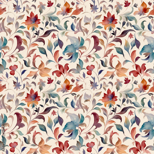 watercolor floral botanical seamless pattern with generative ai