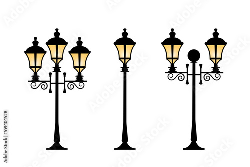 Obraz na płótnie Street lamps collection,Lantern set.Forging lamppost.Classic style w salonie