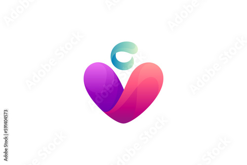 People love care logo with heart and human shape concept