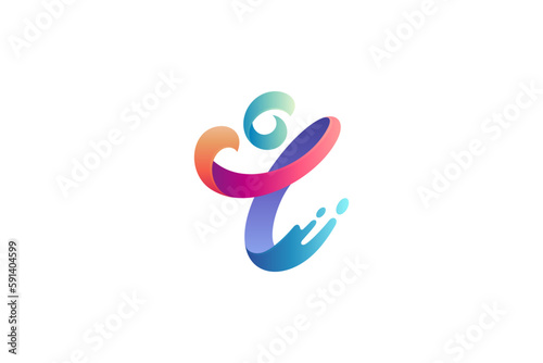 Abstract people logo in multiple color with wave splash effect