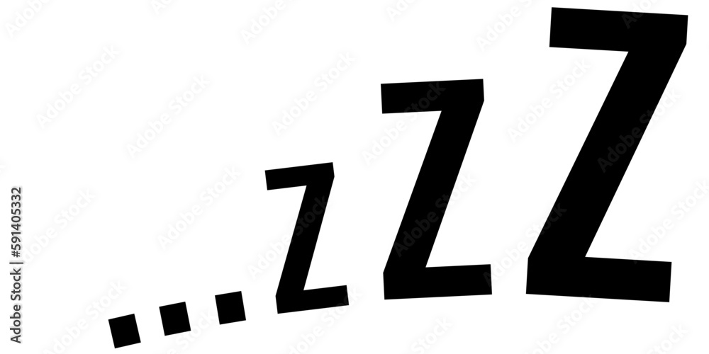 Zzz sleep snore text vector icon. Night sleepy noise sound illustration. Black simple sign for comics isolated on white background. Zzz sleep snore text vector icon. Night sleepy noise sound illustration. Black simple sign for comics isolated on white background.