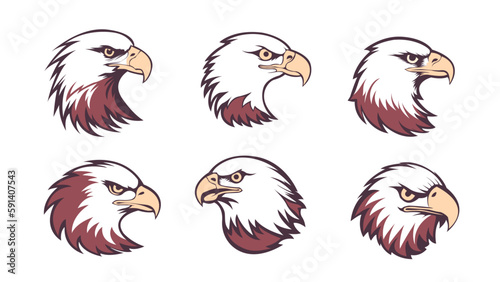 American Bald Eagle or hawk falcon isolated vector sign emblem logo element background. set of Bald Eagle or hawk falcon isolated vector sign emblem logo element background. Eagle or hawk falcon