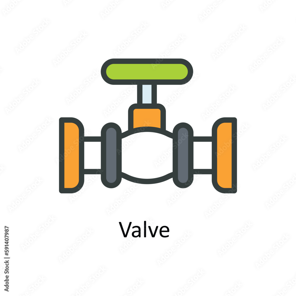 Valve  Vector Fill outline Icons. Simple stock illustration stock