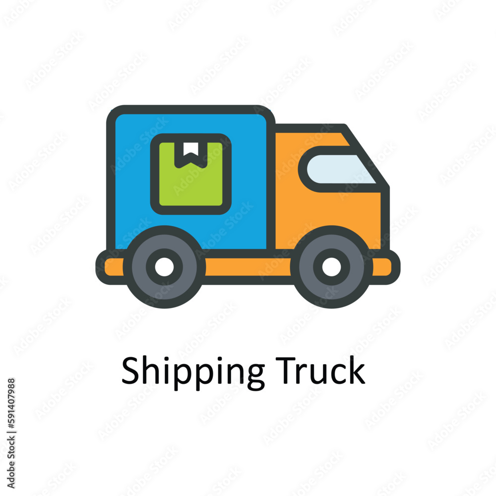 Shipping Truck Vector Fill outline Icons. Simple stock illustration stock Shipping Truck Vector Fill outline Icons. Simple stock illustration stock