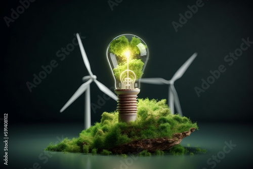 Green energy, sustainable industry. Environmental, Social, and Corporate Governance concept. Generative AI