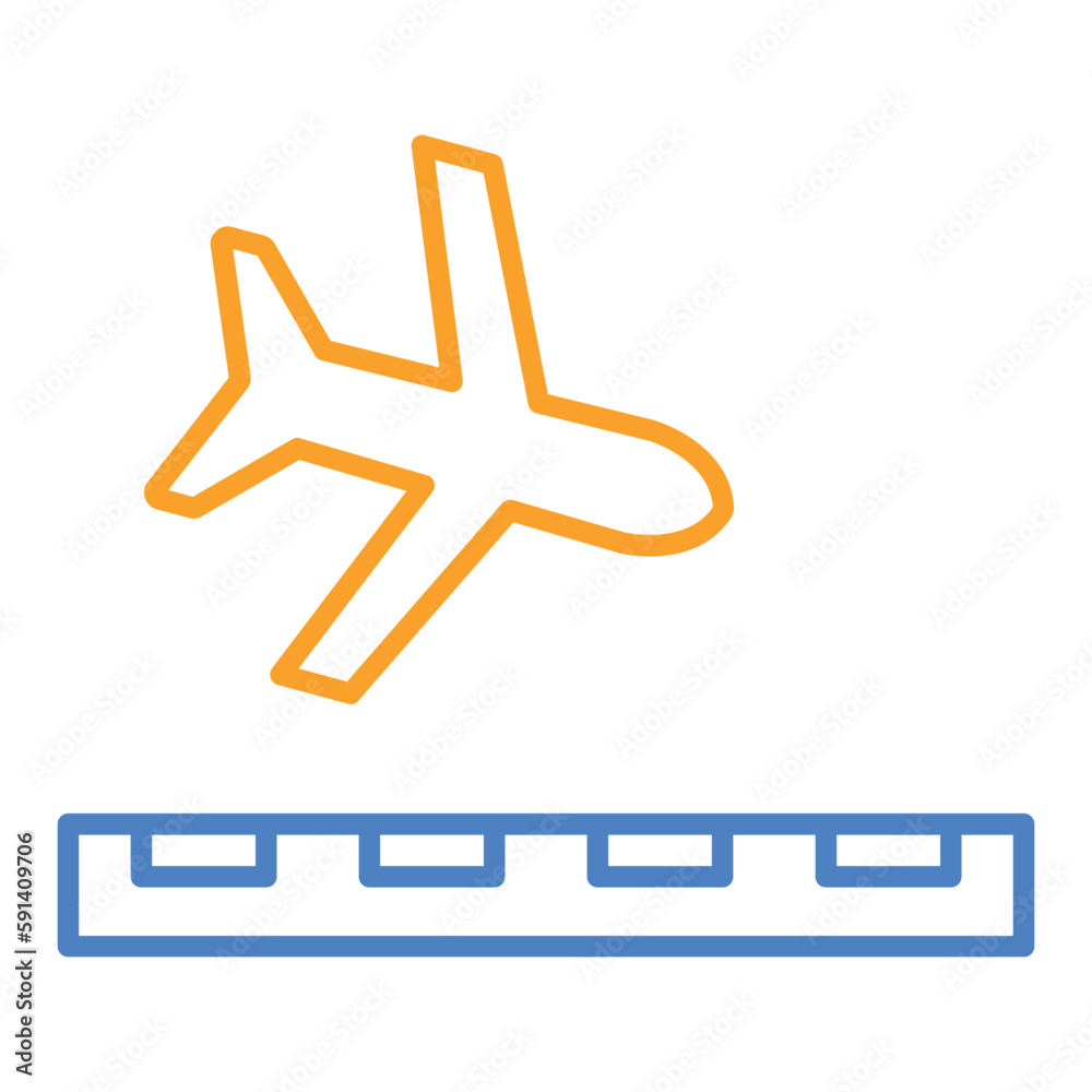 Landing Blue & Orange Line Icon