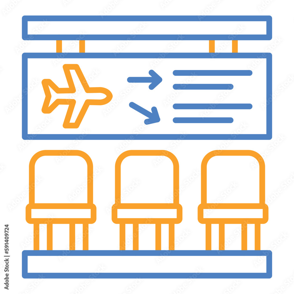 Waiting room Blue & Orange Line Icon