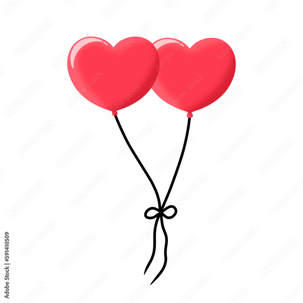 Couple Heart Shaped Balloons Tied Together, two heart clipart