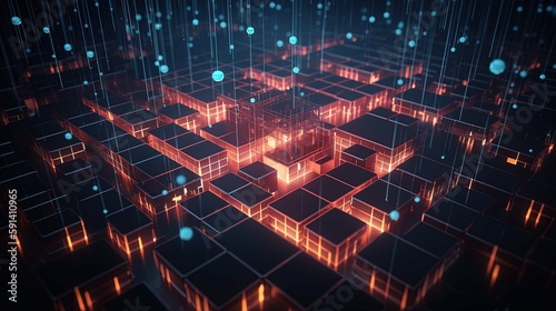 3D rendering of abstract digital technology background. Big data connection concept.Generative Ai