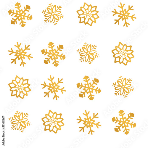Set Gold Snowflake Winter