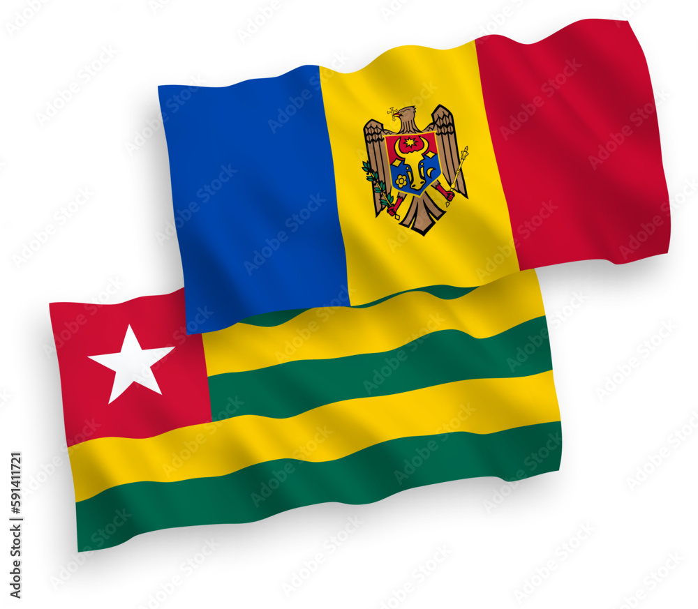 Obraz premium Flags of Togolese Republic and Moldova on a white background