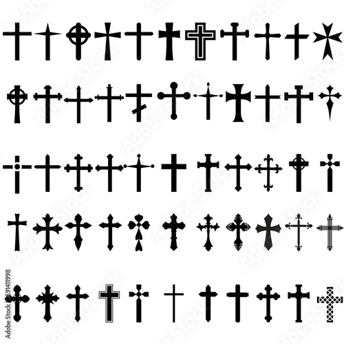 Cross icon vector set. Religion illustration sign collection. church symbol. jesus logo. © Denys