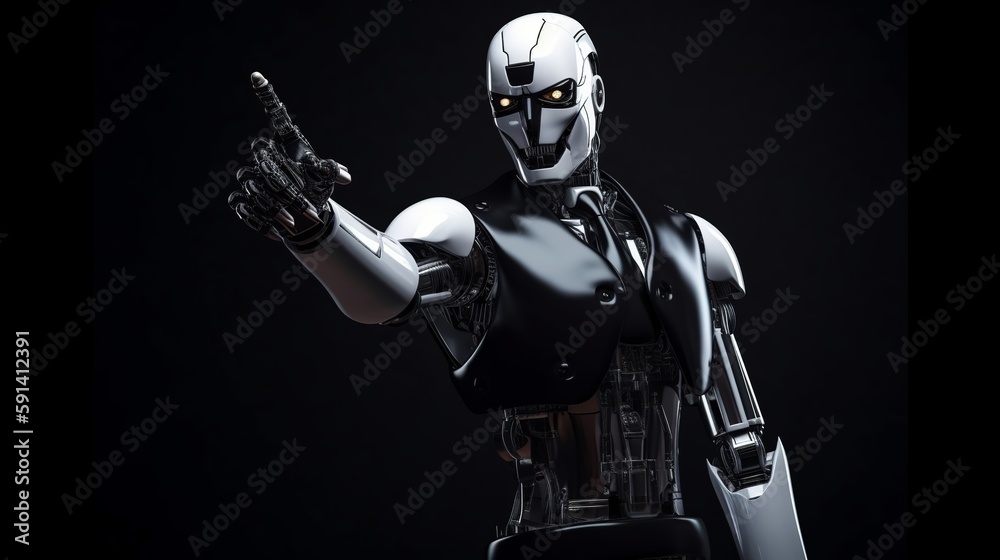 Business robot pointing space for concept design. Modern abstract connection design illustration. Abstract modern digital background. Ai artificial intelligence concept. Business robot pointing space for concept design. Modern abstract connection design illustration. Abstract modern digital background. Ai artificial intelligence concept.