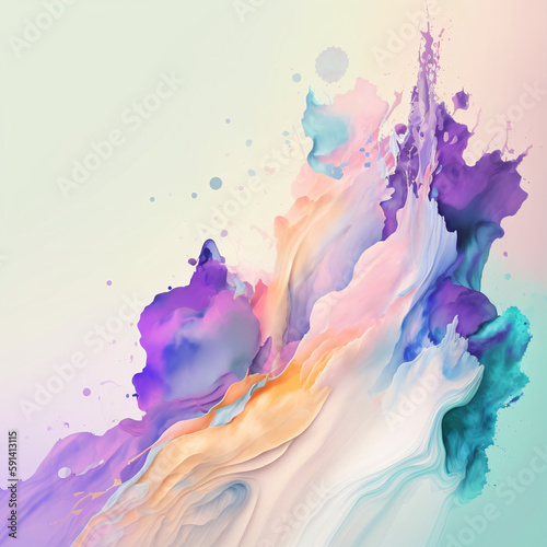 A fantastical explosion of multi-colored paint creates a flowing pattern of abstract art, soft texture, and creative decoration.