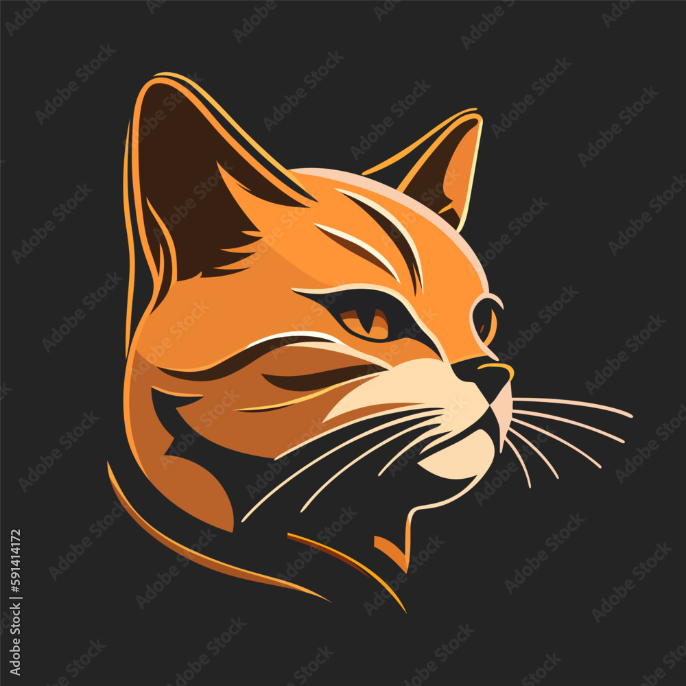 Cat head logo design. Abstract drawing cat face. Cute cat face. Vector illustration Cat head logo design. Abstract drawing cat face. Cute cat face. Vector illustration