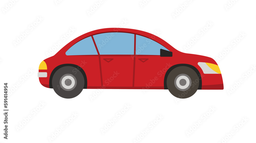 Concept Car. This is a flat vector cartoon concept illustration of a grey car on a white background, commonly used in web design. Vector illustration.