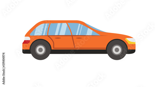 Concept Car. This is a flat vector cartoon concept illustration of an orange car on a white background, commonly used in web design. Vector illustration.