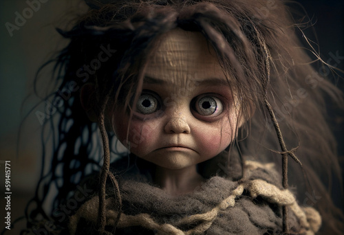 Portrait of a sinister doll. AI genarated