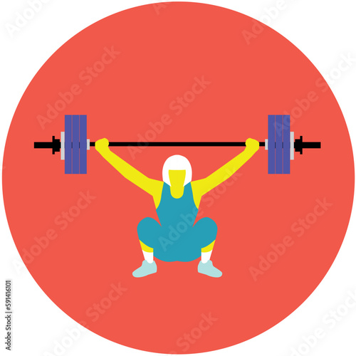 icône Jeux olympiques, femme haltérophilie