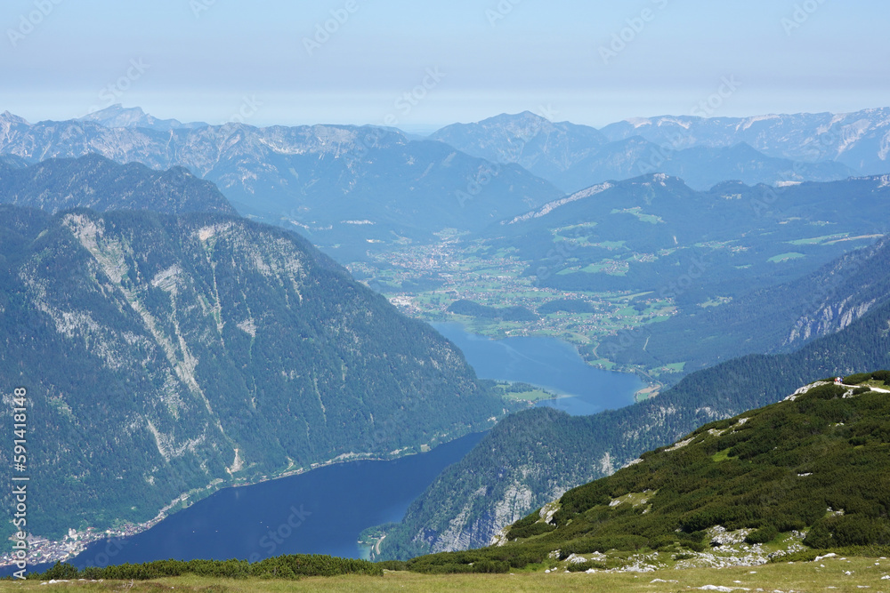The view from the top of Hoher Sarstein mountain, Upper Austria region	