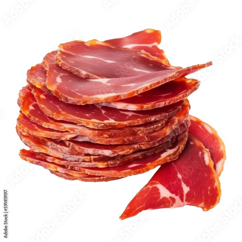 pastirma slices isolated on transparent background