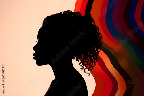 Fototapeta Woman silhouette symbol of freedom day celebration of the abolition of slavery