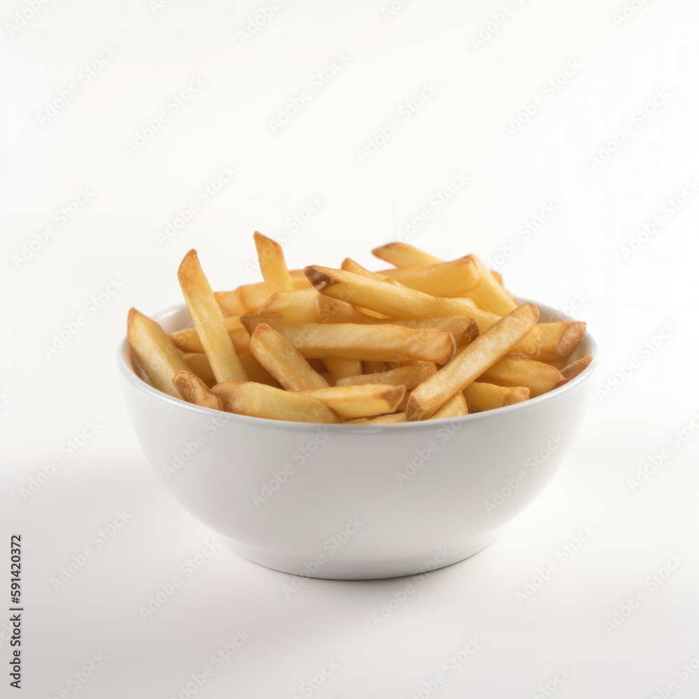 Tasty Bowl Of French Fries on white background Tasty Bowl Of French Fries on white background