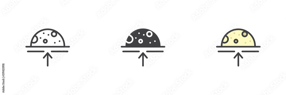Moonrise different style icon set Moonrise different style icon set