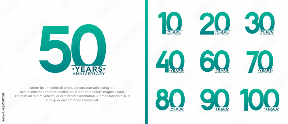 set of anniversary logo style green color on white background for special moment set of anniversary logo style green color on white background for special moment
