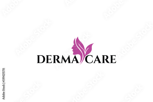derma care skin and beauty esthetics clinic logo design template