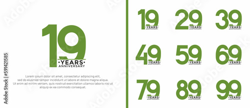 set of anniversary logo style green and black color on white background for special moment